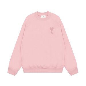 Ami Pink Logo Heart Crewneck Sweatshirt